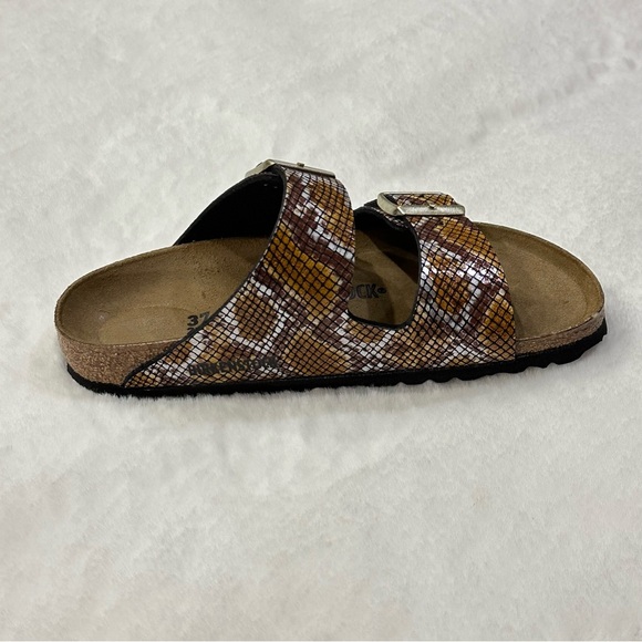 Birkenstock Arizona Sandals Python 2 Straps Brown Microfiber Snake Print Animal - Picture 8 of 15